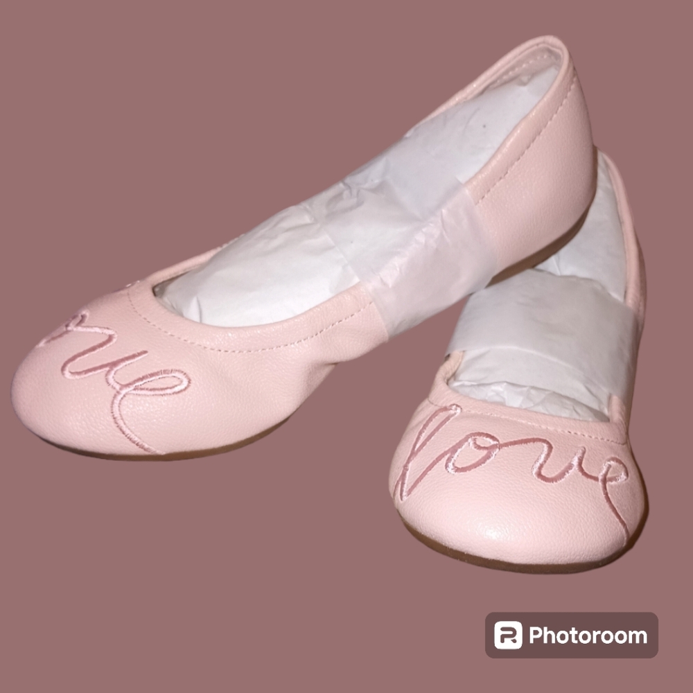 🎈🆕NWT ED by Ellen DeGeneres Peony Pink LOVE Ballet Flats Vegan PRICE IS FIRM